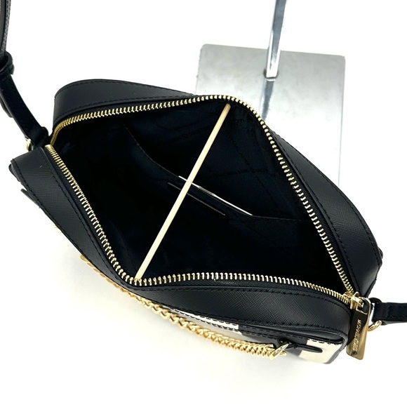 Michael Kors Large EW Zip Chain Xbody Crossbody Bag & TZ Coinpouch w/ID Black - Picture 8 of 15